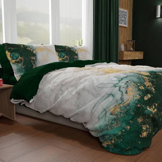 PETTI Copripiumino Matrimoniale, Singolo, Una Piazza E Mezza, Marble 09 Smeraldo