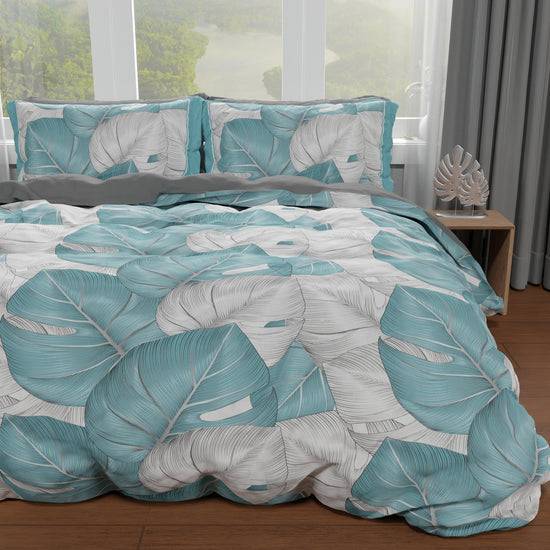 PETTI Copripiumino Matrimoniale, Singolo, Una Piazza E Mezza, Tropical Celeste Argento