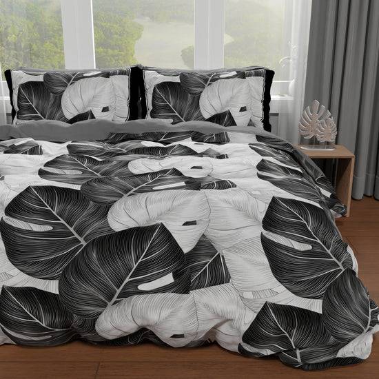 PETTI Copripiumino Matrimoniale, Singolo, Una Piazza E Mezza, Tropical Nero Argento