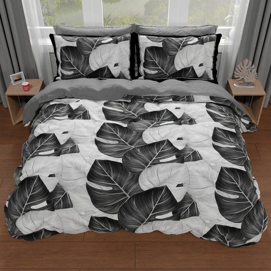 PETTI Copripiumino Matrimoniale, Singolo, Una Piazza E Mezza, Tropical Nero Argento