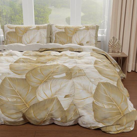 PETTI Copripiumino Matrimoniale, Singolo, Una Piazza E Mezza, Tropical Tortora Oro