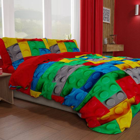 PETTI Copripiumino Matrimoniale, Singolo, Una Piazza E Mezza, Mattoncini