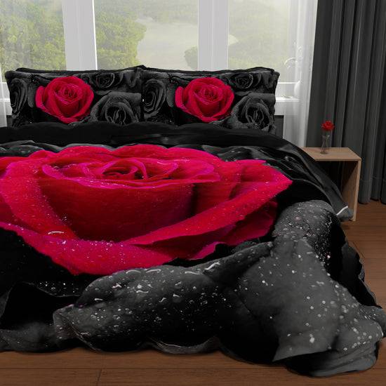PETTI Copripiumino Matrimoniale, Singolo, Una Piazza E Mezza, Black Roses