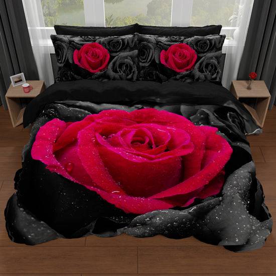 PETTI Copripiumino Matrimoniale, Singolo, Una Piazza E Mezza, Black Roses