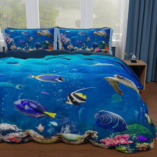 PETTI Copripiumino Matrimoniale, Singolo, Una Piazza E Mezza, Acquario