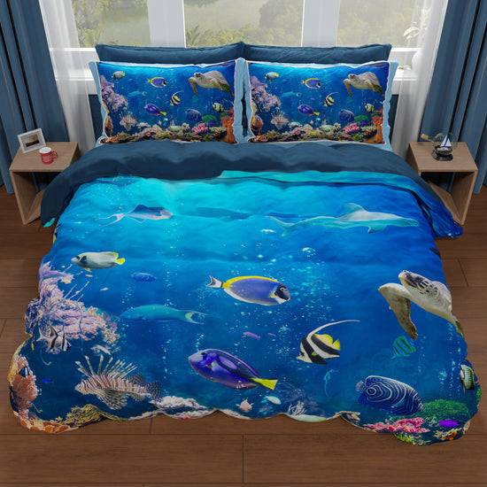 PETTI Copripiumino Matrimoniale, Singolo, Una Piazza E Mezza, Acquario