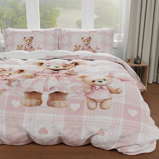 PETTI Copripiumino Matrimoniale, Singolo, Una Piazza E Mezza, Teddy Love Rosa