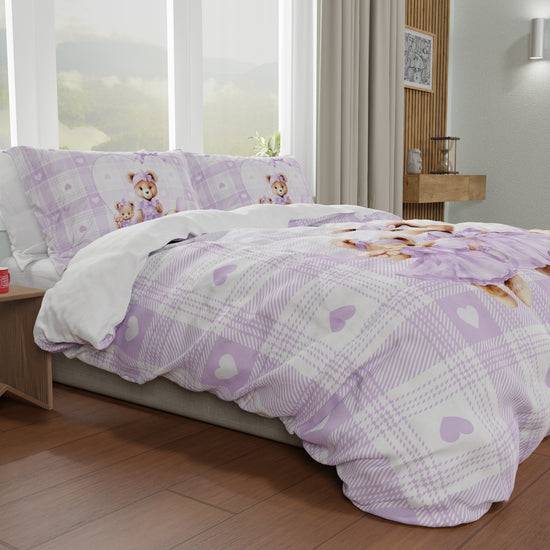 PETTI Copripiumino Matrimoniale, Singolo, Una Piazza E Mezza, Teddy Love Lilla