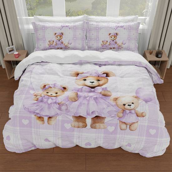 PETTI Copripiumino Matrimoniale, Singolo, Una Piazza E Mezza, Teddy Love Lilla