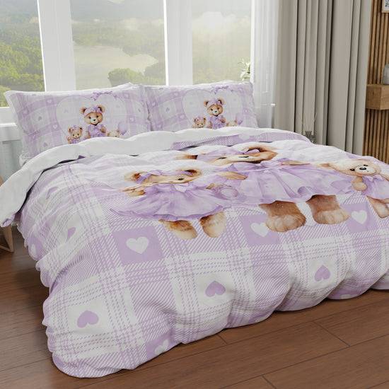 PETTI Copripiumino Matrimoniale, Singolo, Una Piazza e Mezza, Teddy Love Lilla