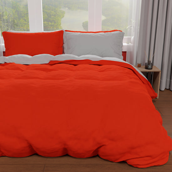 PETTI Copripiumino Microfibra Bicolor Rosso-Grigio Chiaro Matrimoniale