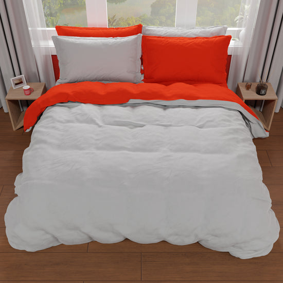 PETTI Copripiumino Microfibra Bicolor Rosso-Grigio Chiaro Matrimoniale