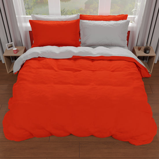 PETTI Copripiumino Microfibra Bicolor Rosso-Grigio Chiaro Matrimoniale