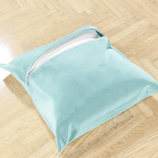 PETTI Cuscini Arredo In Velluto 2pz, Cuscini Divano Celeste