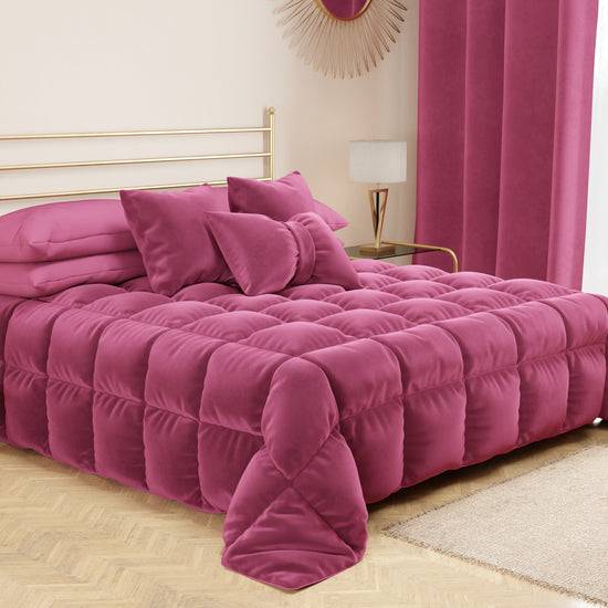 PETTI Cuscini Arredo In Velluto 2pz, Cuscini Divano Fucsia