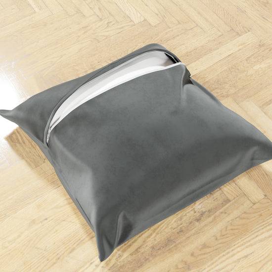 PETTI Cuscini Arredo In Velluto 2pz, Cuscini Divano Grigio Scuro