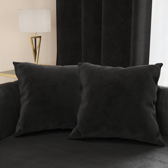 PETTI Cuscini Arredo in Velluto 2pz, Cuscini divano Nero