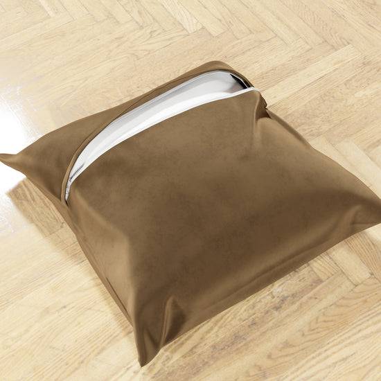 PETTI Cuscini Arredo In Velluto 2pz, Cuscini Divano Tortora