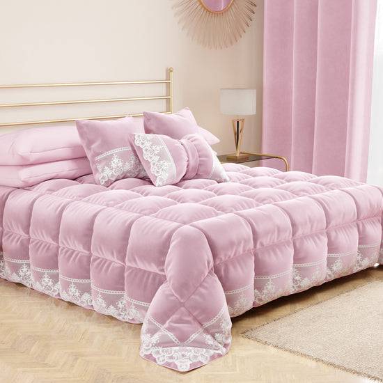 PETTI Cuscini Arredo In Velluto E Balza Con Pizzo Rebrodè 2pz, Cuscini Divano Rosa By Sissy