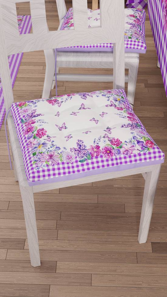 PETTI Cuscini Pasqua per Sedie Coprisedia Pasqua 6 Pezzi Vichy Viola