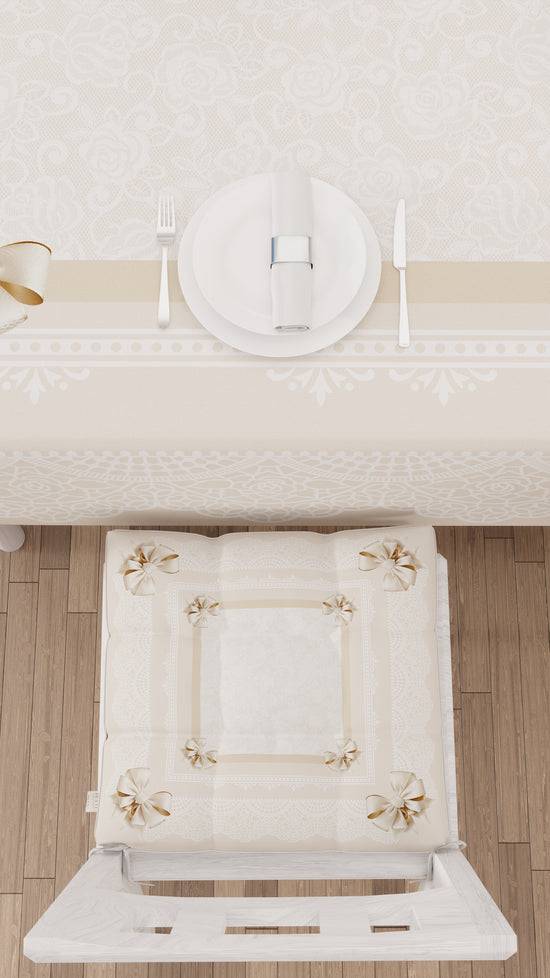 PETTI Cuscini Per Sedie Coprisedia 6 Pezzi Fiocco Beige