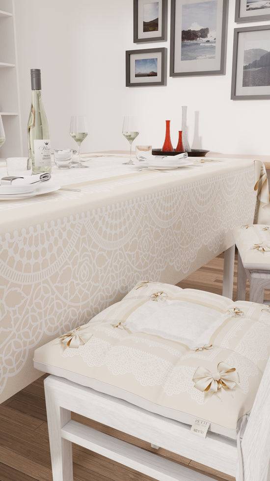 PETTI Cuscini Per Sedie Coprisedia 6 Pezzi Fiocco Beige