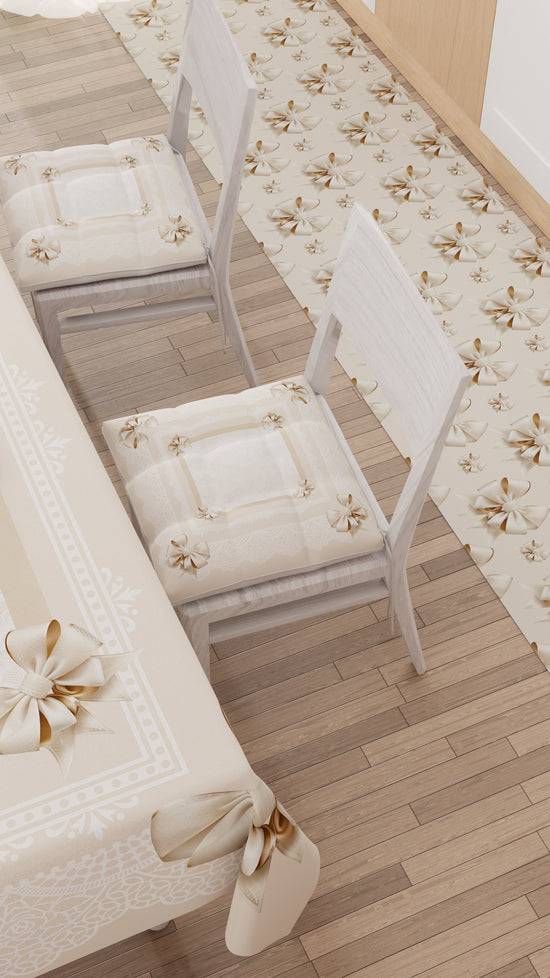 PETTI Cuscini Per Sedie Coprisedia 6 Pezzi Fiocco Beige