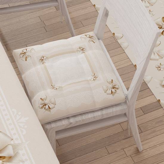 PETTI Cuscini per Sedie Coprisedia 6 Pezzi Fiocco Beige