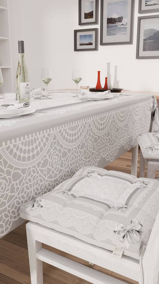 PETTI Cuscini Per Sedie Coprisedia 6 Pezzi Fiocco Grigio