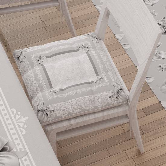 PETTI Cuscini per Sedie Coprisedia 6 Pezzi Fiocco Grigio