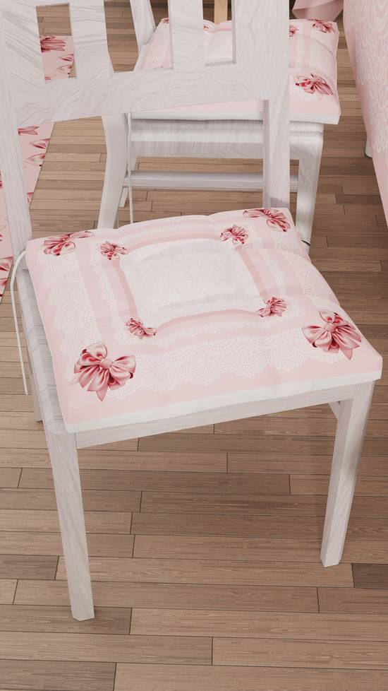 PETTI Cuscini Per Sedie Coprisedia 6 Pezzi Fiocco Rosa