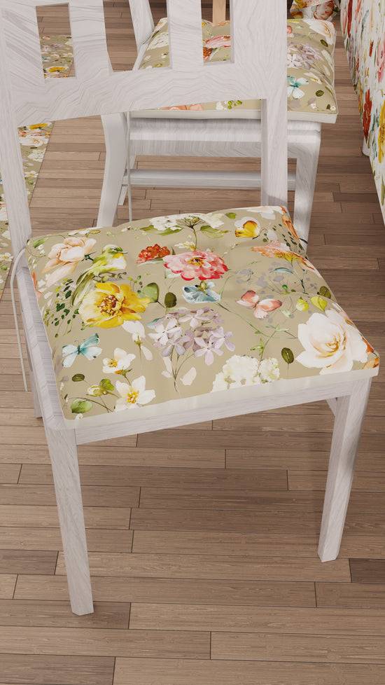 PETTI Cuscini per Sedie Coprisedia 6 Pezzi Floreale-06 Beige