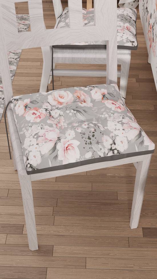 PETTI Cuscini per Sedie Coprisedia 6 Pezzi Floreale-17 Grigio