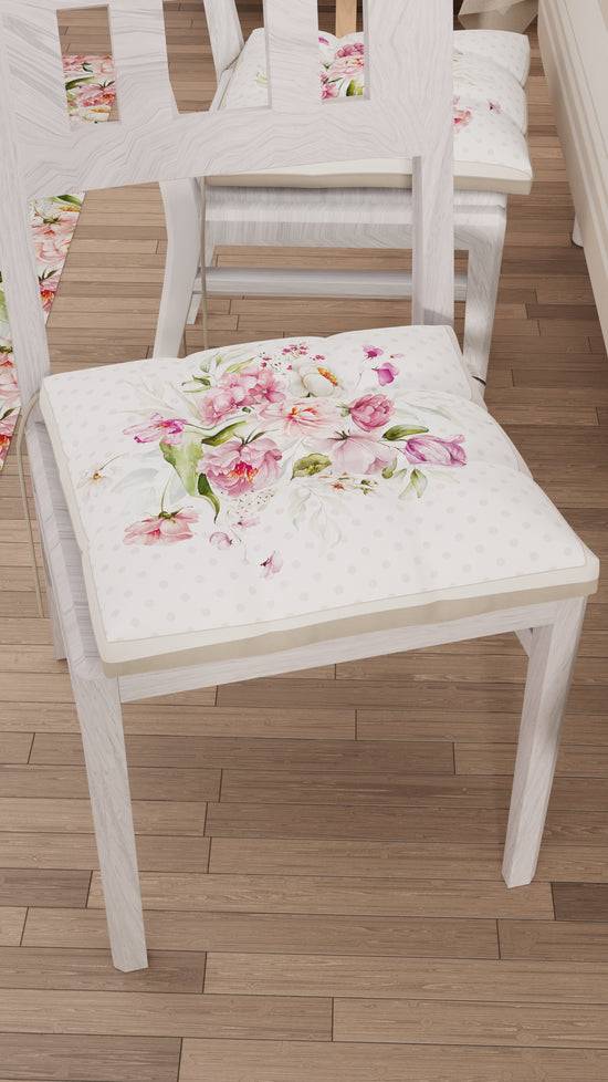 PETTI Cuscini per Sedie Coprisedia 6 Pezzi Shabby Pois Beige