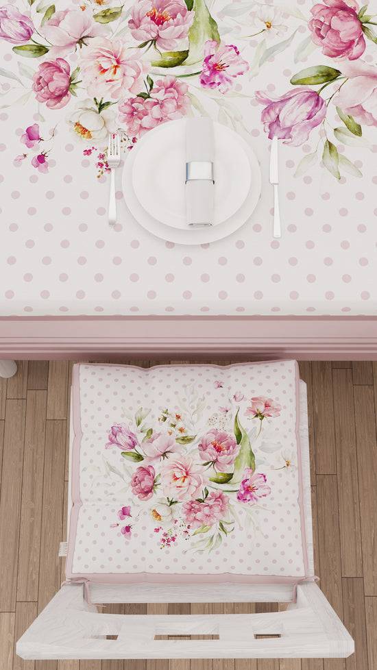 PETTI Cuscini Per Sedie Coprisedia 6 Pezzi Shabby Pois Cipria