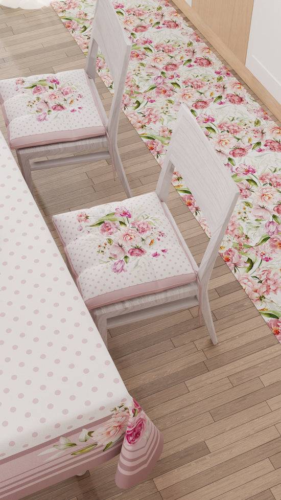 PETTI Cuscini Per Sedie Coprisedia 6 Pezzi Shabby Pois Cipria