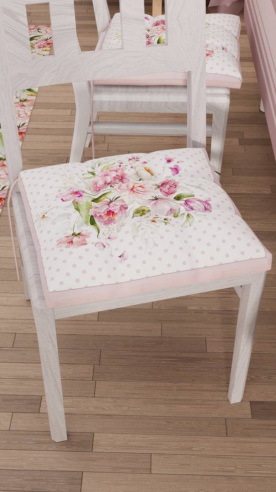 PETTI Cuscini per Sedie Coprisedia 6 Pezzi Shabby Pois Cipria
