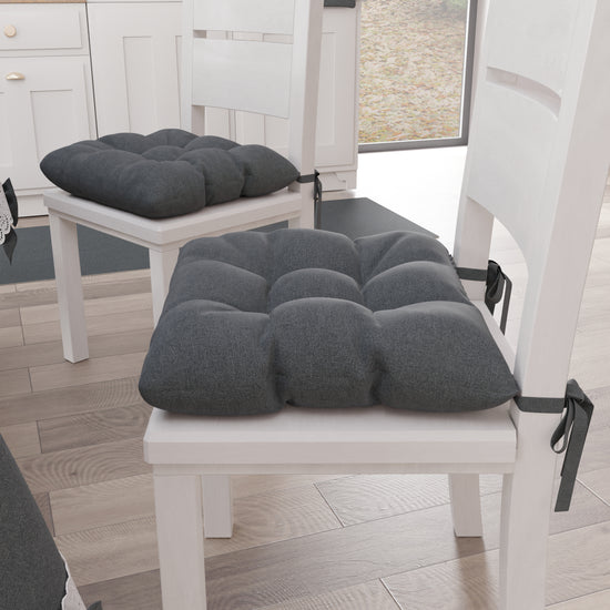 PETTI Cuscini Per Sedie Coprisedia Shabby Chic Tinta Unita Grigio Scuro