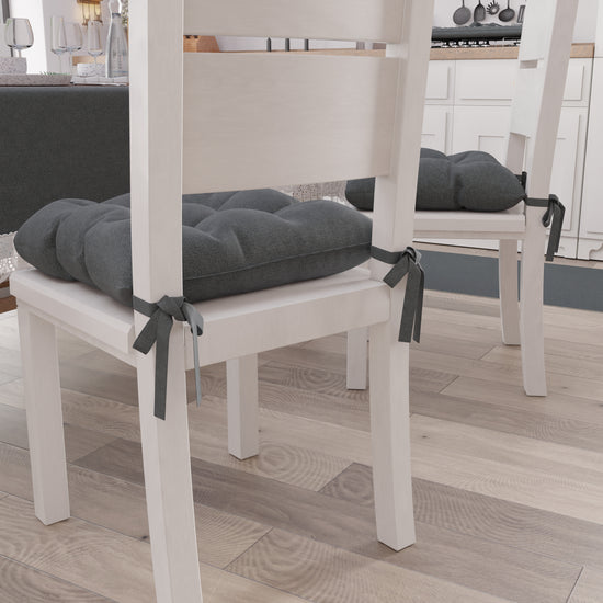 PETTI Cuscini Per Sedie Coprisedia Shabby Chic Tinta Unita Grigio Scuro