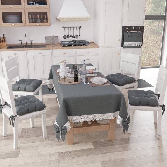 PETTI Cuscini Per Sedie Coprisedia Shabby Chic Tinta Unita Grigio Scuro