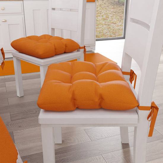 PETTI Cuscini Per Sedie Coprisedia Shabby Chic Tinta Unita Arancio