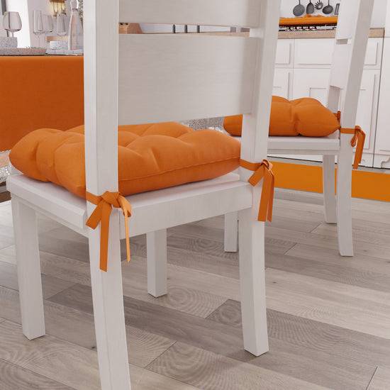 PETTI Cuscini Per Sedie Coprisedia Shabby Chic Tinta Unita Arancio