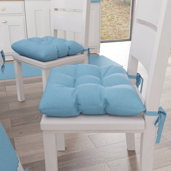 PETTI Cuscini Per Sedie Coprisedia Shabby Chic Tinta Unita Celeste