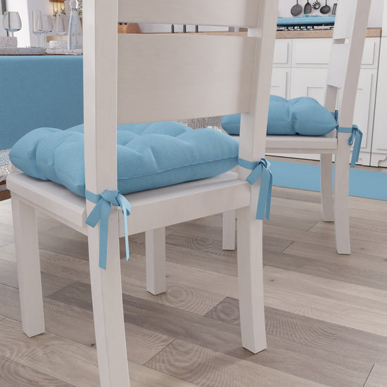 PETTI Cuscini Per Sedie Coprisedia Shabby Chic Tinta Unita Celeste