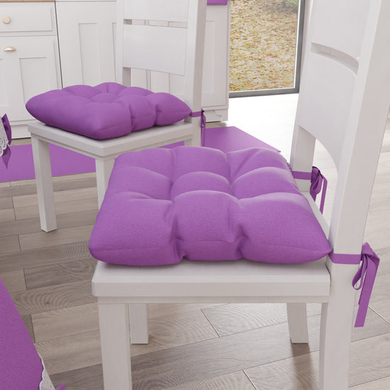 PETTI Cuscini Per Sedie Coprisedia Shabby Chic Tinta Unita Lilla