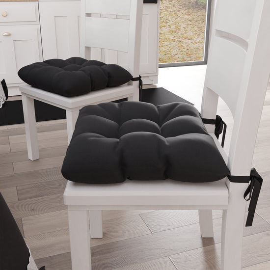 PETTI Cuscini Per Sedie Coprisedia Shabby Chic Tinta Unita Nero