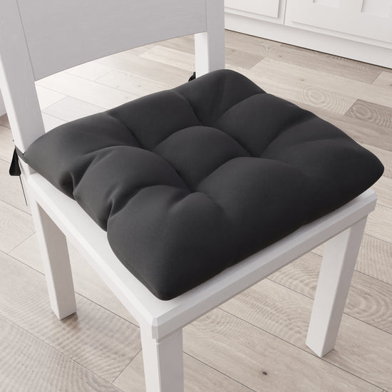 PETTI Cuscini per Sedie Coprisedia Shabby Chic Tinta Unita Nero