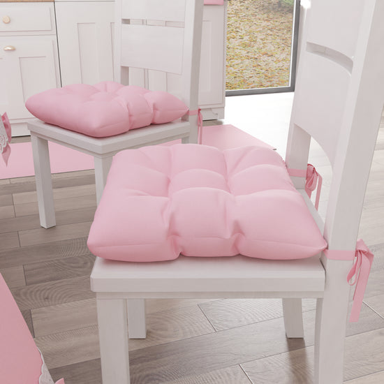 PETTI Cuscini Per Sedie Coprisedia Shabby Chic Tinta Unita Rosa