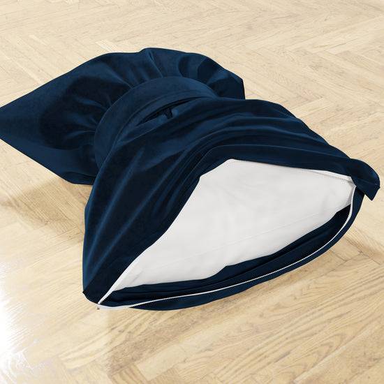 PETTI Cuscino Arredo Fiocco In Velluto 40x50 Cm, Cuscino Divano Blu