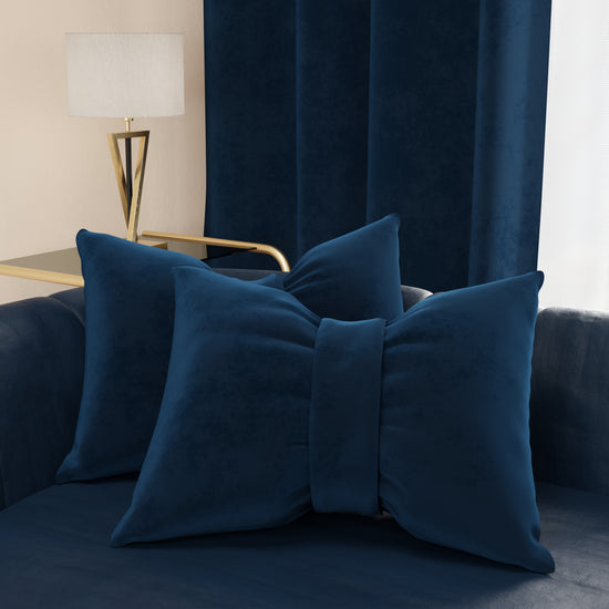 PETTI Cuscino Arredo Fiocco in Velluto 40x50 cm, Cuscino divano Blu